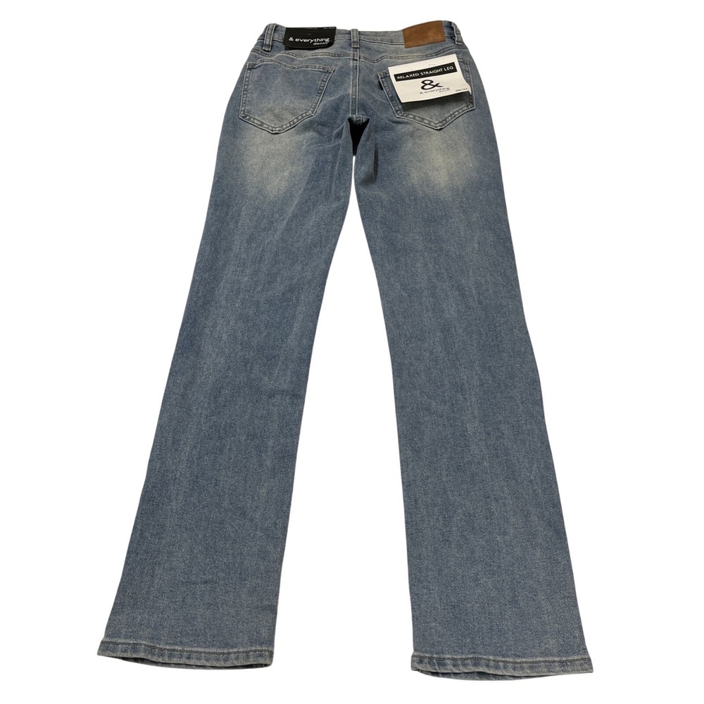 & Everything Denim Jeans Relaxed Straight Leg Size 28/32 Distressed Light Wash - Picture 2 of 16